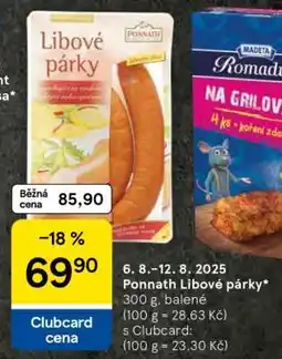 Tesco Ponnath Libové párky nabídka