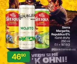 Hruška Sierra Margarita, Republica 6% různé druhy 250 ml nabídka