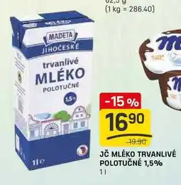 Flop JČ MLÉKO TRVANLIVÉ POLOTUČNÉ 1,5% 1l nabídka