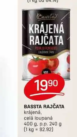 Flop BASSTA RAJČATA krájená, celá loupaná 400 g. p.p. 240 g nabídka