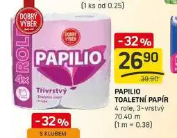 Flop PAPILIO TOALETNÍ PAPÍR 4 role, 3-vrstvý nabídka