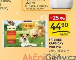 Flop FRISKIES KAPSIČKY PRO PSY vybrané druhy 4 x 85 g nabídka