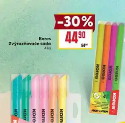 Billa Kores Zvýrazňovače sada 4 ks nabídka