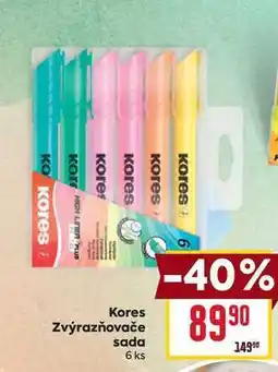 Billa Kores Zvýrazňovače sada 6 ks nabídka