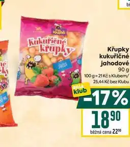 Billa Křupky kukuřičné jahodové 90 g nabídka