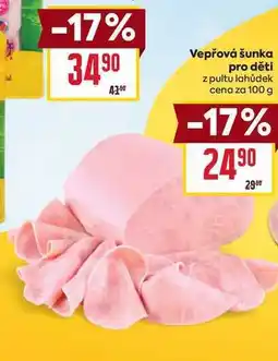 Billa Vepřová šunka pro děti z pultu lahůdek cena za 100g nabídka