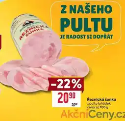 Billa Řeznická šunka z pultu lahůdek cena za 100g nabídka