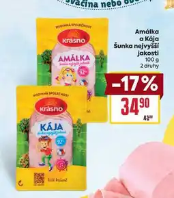 Billa Amálka a Kája Šunka nejvyšší jakosti 100g nabídka