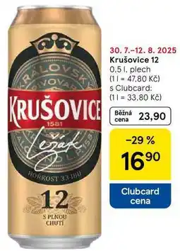 Tesco Krušovice 12 plech, 0.5 l nabídka