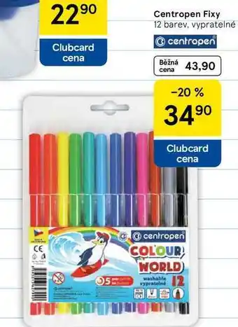 Tesco Centropen Fixy, 12 barev, vypratelné nabídka