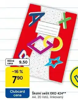Tesco Školní sešit EKO 424, A4, 20 listů, linkovaný nabídka