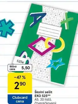 Tesco Školní sešit EKO 525, A5, 20 listů. čtverečkovaný nabídka