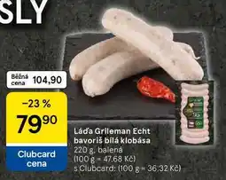 Tesco Láďa Grileman Echt bavoriš bílá klobása, 220 g, balená nabídka