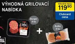 Tesco VÝHODNÁ GRILOVACÍ NABÍDKA Výhodné menu, Burger 4 ks + Bulka 4 ks nabídka