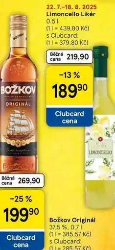Tesco Božkov Originál 37.5 %, 0,7 l nabídka