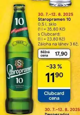 Tesco Staropramen 10, 0,5 l, sklo nabídka