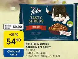 Tesco Felix Tasty Shreds Kapsičky pro kočky, 4× 80 g nabídka