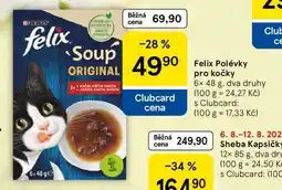 Tesco Felix Polévky pro kočky, 6x 48 g, dva druhy nabídka