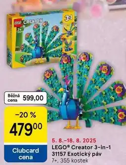 Tesco LEGO Creator 3-in-1 31157 Exotický páv 7+, 355 kostek nabídka