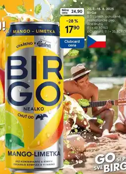 Tesco BirGo, 0.5 l, plech, ochucené nealkoholické pivo, více druhů nabídka