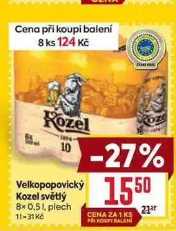 Billa Velkopopovický Kozel světlý 8x 0,51, plech nabídka