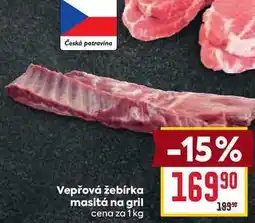 Billa Vepřová žebírka masitá na gril cena za 1kg nabídka