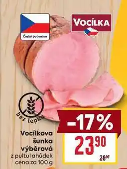 Billa Vocílkova šunka výběrová z pultu lahůdek cena za 100g nabídka