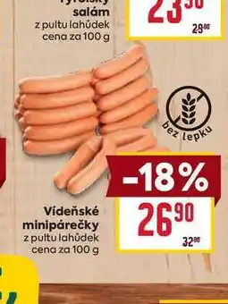 Billa Vídeňské minipárečky z pultu lahůdek cena za 100g nabídka
