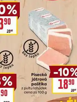 Billa Písecká játrová paštika z pultu lahůdek cena za 100g nabídka