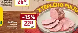 Billa Babiččina sekaná z teplého pultu cena za 100g nabídka