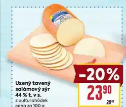 Billa Uzený tavený salámový sýr 44% t. vs. z pultu lahůdek cena za 100g nabídka