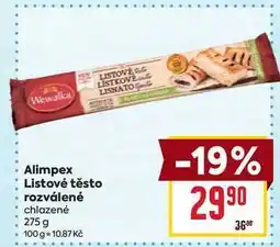 Billa Alimpex Listové těsto rozválené chlazené 275 g nabídka