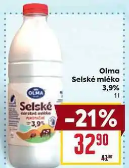 Billa Olma Selské mléko 3,9% 1l nabídka
