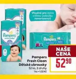 Billa Pampers Fresh Clean Dětské ubrousky 52 ks, 2 druhy nabídka