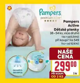 Billa Pampers Active Dětské plenky 38-54 ks nabídka