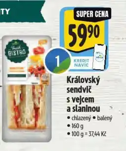 Albert Královský sendvič s vejcem a slaninou nabídka
