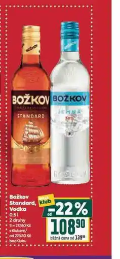 Billa Božkov standard, vodka nabídka