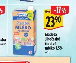 Albert Madeta jihočeské čerstvé mléko 1,5% nabídka