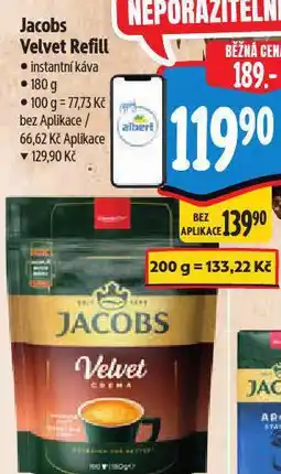 Albert Jacobs velvet refill instantní káva nabídka