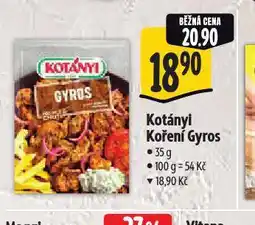 Albert Kotányi koření gyros nabídka