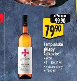 Albert Templářské sklepy čejkovice nabídka