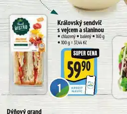 Albert Královský sendvič s vejcem a slaninou nabídka