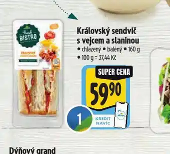 Albert Královský sendvič s vejcem a slaninou nabídka