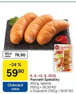 Tesco Ponnath Špekáčky, 300 g, balené nabídka