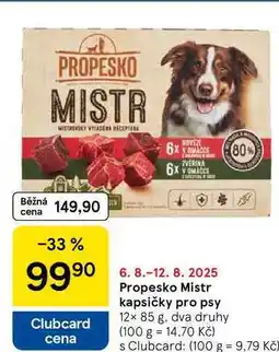 Tesco Propesko Mistr kapsičky pro psy, 12× 85 g nabídka