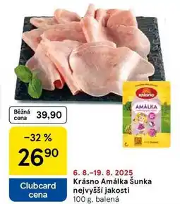 Tesco Krásno Amálka Šunka nejvyšší jakosti, 100 g nabídka