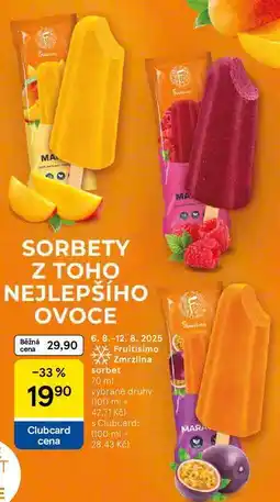 Tesco Fruitisimo Zmrzlina sorbet, 70 ml nabídka