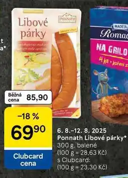 Tesco Ponnath Libové párky, 300 g nabídka