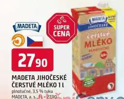 Trefa MADETA JIHOČESKÉ ČERSTVÉ MLÉKO 1l plnotučné, 3,5 % tuku nabídka