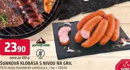 Trefa ŠUNKOVÁ KLOBÁSA S NIVOU NA GRIL 79% masa 100g nabídka